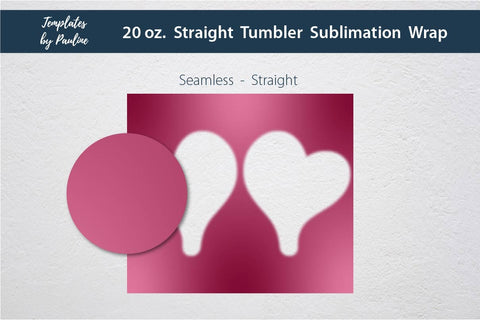 Seamless Heart Pink Sublimation Photo Tumbler Wrap Sublimation Templates by Pauline 