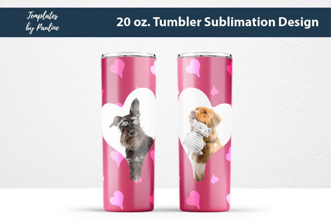 Seamless Heart Pink Sublimation Photo Tumbler Wrap Sublimation Templates by Pauline 