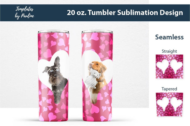 Seamless Heart Red Sublimation Photo Tumbler Wrap Sublimation Templates by Pauline 