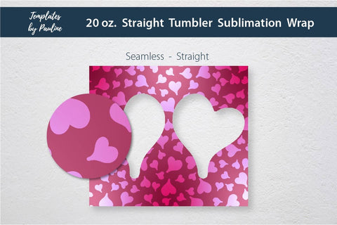 Seamless Heart Red Sublimation Photo Tumbler Wrap Sublimation Templates by Pauline 