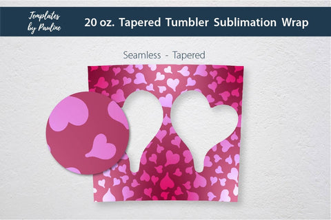 Seamless Heart Red Sublimation Photo Tumbler Wrap Sublimation Templates by Pauline 