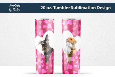 Seamless Heart Red Sublimation Photo Tumbler Wrap Sublimation Templates by Pauline 