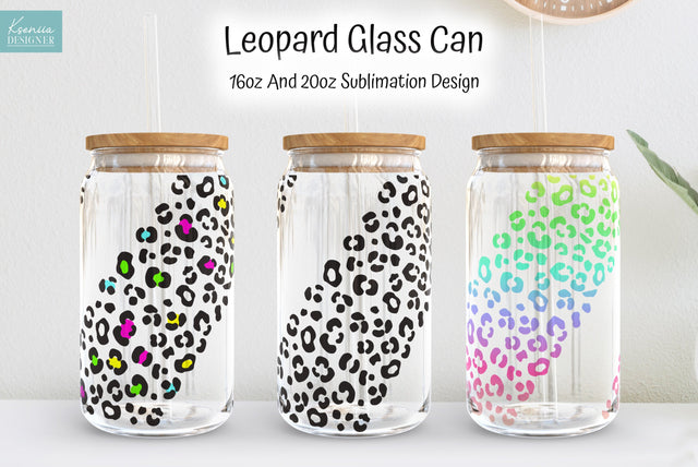 Seamless Leopard Glass Can Sublimation Designs. Animal Print Sublimation Kseniia designer 