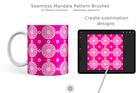 Seamless mandala pattern Procreate brushes Digital Pattern Artisan Craft SVG 