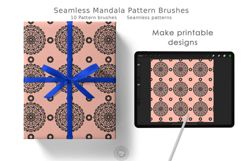 Seamless mandala pattern Procreate brushes Digital Pattern Artisan Craft SVG 
