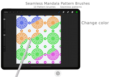 Seamless mandala pattern Procreate brushes Digital Pattern Artisan Craft SVG 