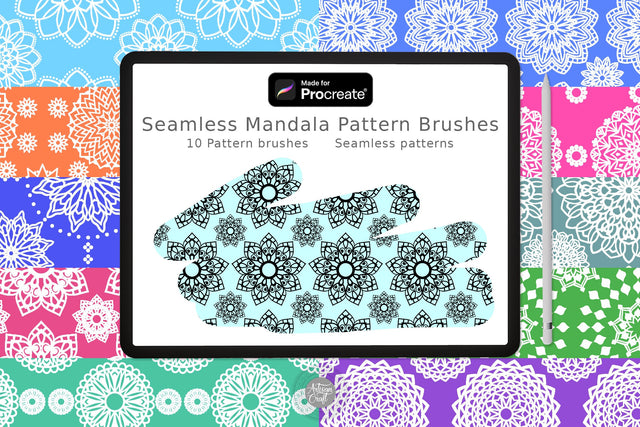 Seamless mandala pattern Procreate brushes Digital Pattern Artisan Craft SVG 