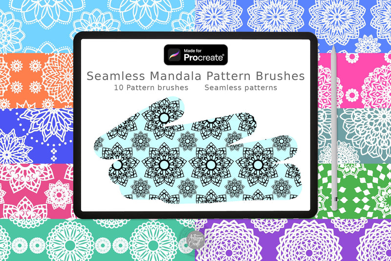 Seamless mandala pattern Procreate brushes Digital Pattern Artisan Craft SVG 