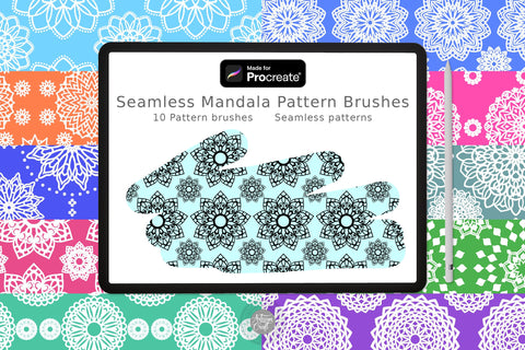 Seamless mandala pattern Procreate brushes Digital Pattern Artisan Craft SVG 