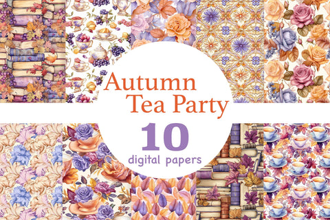 Seamless Pattern Autumn Set | Tea Party Digital Paper Digital Pattern GlamArtZhanna 