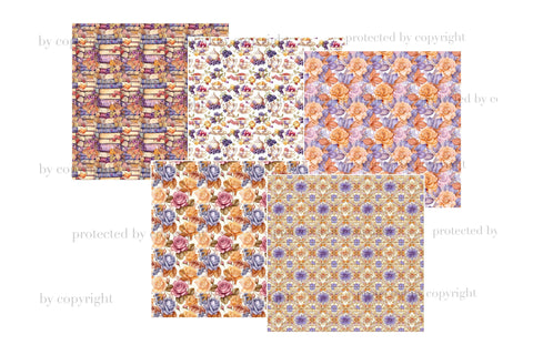 Seamless Pattern Autumn Set | Tea Party Digital Paper Digital Pattern GlamArtZhanna 