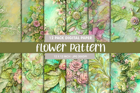 Seamless pattern flower plant illustration Digital Pattern artnoy 
