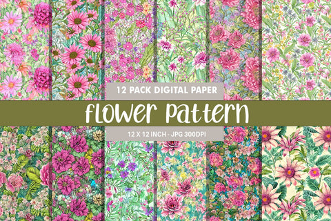 Seamless pattern flower plant illustration Digital Pattern artnoy 