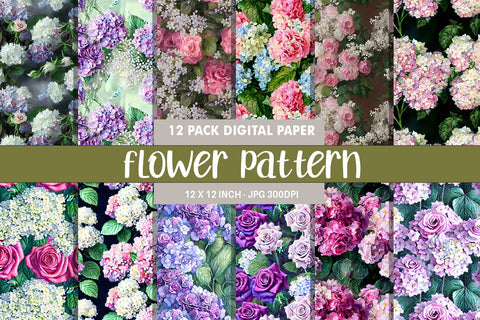 Seamless pattern flower plant illustration Digital Pattern artnoy 