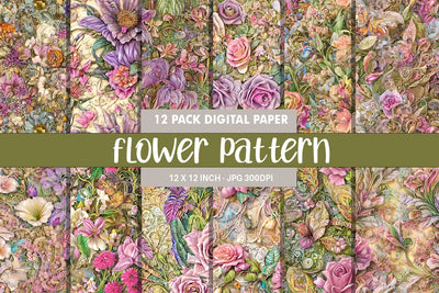 Seamless pattern flower plant illustration Digital Pattern artnoy 