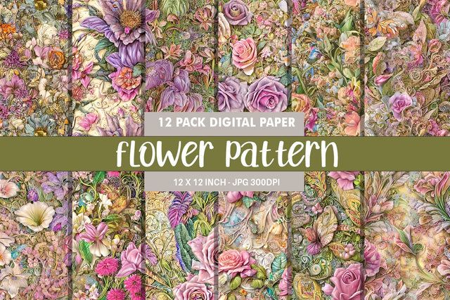 Seamless pattern flower plant illustration Digital Pattern artnoy 