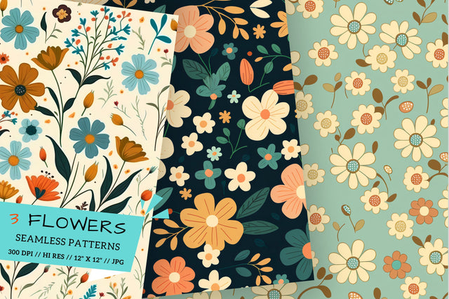 seamless pattern with flowers Digital Pattern FloridPrintables 