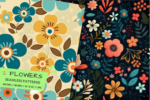 seamless pattern with flowers Digital Pattern FloridPrintables 