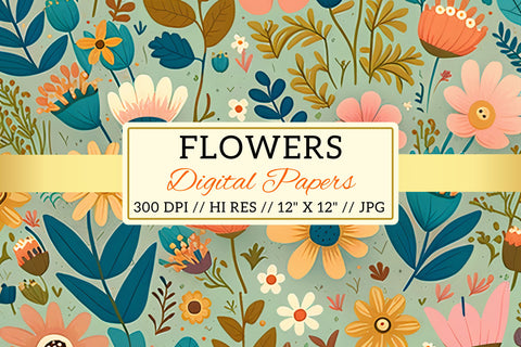 seamless pattern with leaves Digital Pattern FloridPrintables 