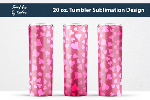 Seamless Pink Heart Ombre Sublimation Tumbler Wrap Sublimation Templates by Pauline 