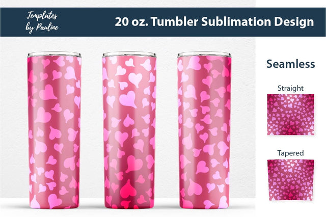Seamless Pink Heart Ombre Sublimation Tumbler Wrap Sublimation Templates by Pauline 