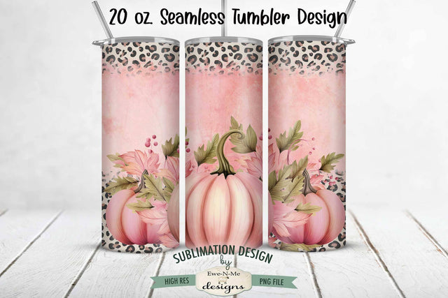 Seamless Pink Pumpkin Halloween Sublimation Tumbler Design 20 oz. Sublimation Ewe-N-Me Designs 