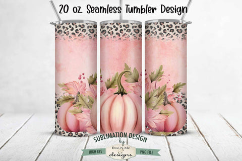 Seamless Pink Pumpkin Halloween Sublimation Tumbler Design 20 oz. Sublimation Ewe-N-Me Designs 