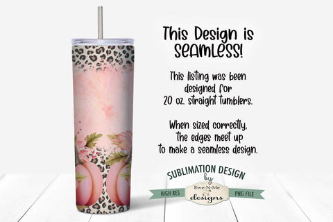 Seamless Pink Pumpkin Halloween Sublimation Tumbler Design 20 oz. Sublimation Ewe-N-Me Designs 