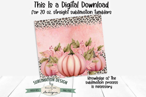 Seamless Pink Pumpkin Halloween Sublimation Tumbler Design 20 oz. Sublimation Ewe-N-Me Designs 