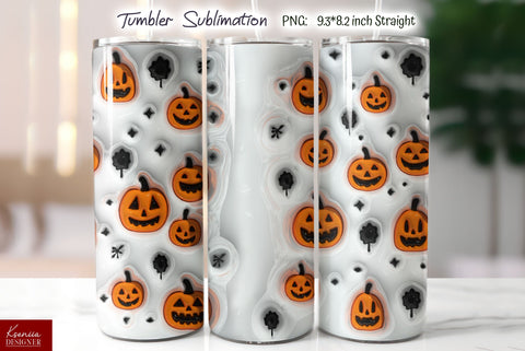 Seamless puffy halloween pumpkins tumbler sublimation Sublimation Kseniia designer 