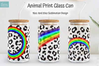 Seamless Rainbow Leopard Glass Can Wrap Sublimation Sublimation Kseniia designer 