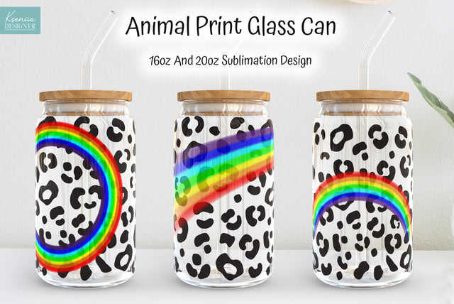 Seamless Rainbow Leopard Glass Can Wrap Sublimation Sublimation Kseniia designer 