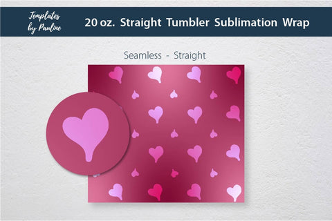 Seamless Red Heart Ombre Sublimation Tumbler Wrap Sublimation Templates by Pauline 