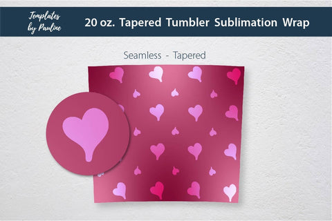 Seamless Red Heart Ombre Sublimation Tumbler Wrap Sublimation Templates by Pauline 