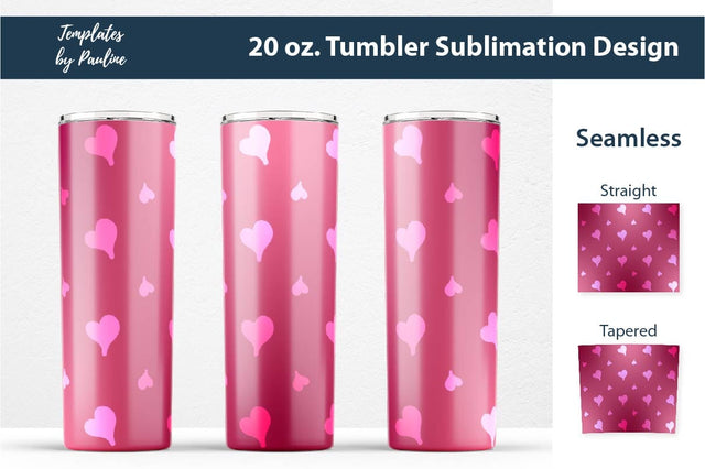 Seamless Red Heart Ombre Sublimation Tumbler Wrap Sublimation Templates by Pauline 