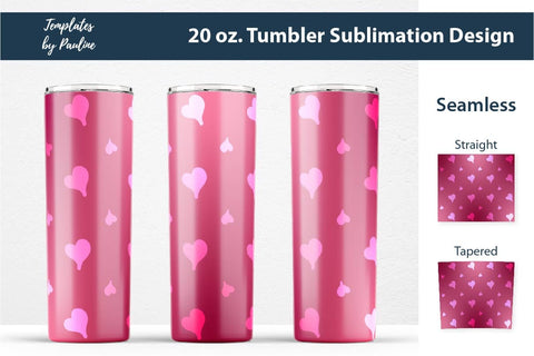Seamless Red Heart Ombre Sublimation Tumbler Wrap Sublimation Templates by Pauline 