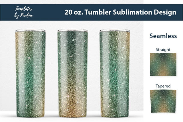 Seamless Sparkle Glitter Beige Green Tumbler Wrap Sublimation Templates by Pauline 
