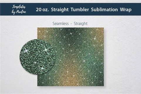 Seamless Sparkle Glitter Beige Green Tumbler Wrap Sublimation Templates by Pauline 