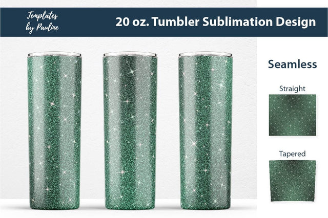 Seamless Sparkle Glitter Ombre Dark Green Tumbler Wrap Sublimation Templates by Pauline 
