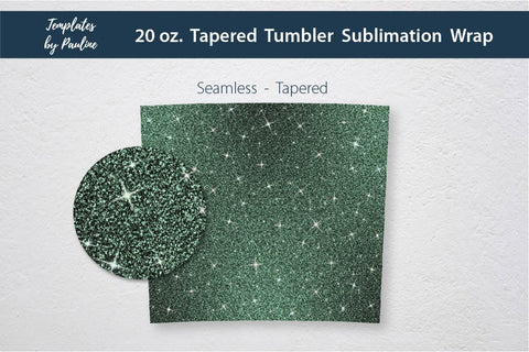 Seamless Sparkle Glitter Ombre Dark Green Tumbler Wrap Sublimation Templates by Pauline 