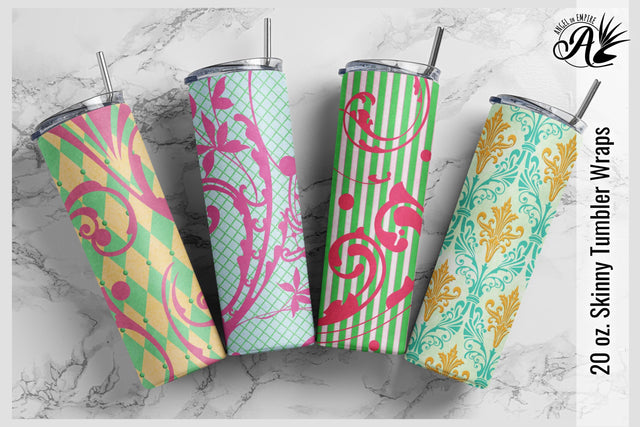 Seamless Summer Baroque 20oz Skinny Tumblers Sublimation Wraps Sublimation Angel on Empire 