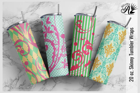Seamless Summer Baroque 20oz Skinny Tumblers Sublimation Wraps Sublimation Angel on Empire 