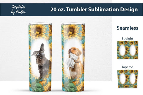 Seamless Sunflower Oval Photo Tumbler Wrap for Sublimation Sublimation Templates by Pauline 