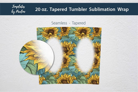 Seamless Sunflower Oval Photo Tumbler Wrap for Sublimation Sublimation Templates by Pauline 