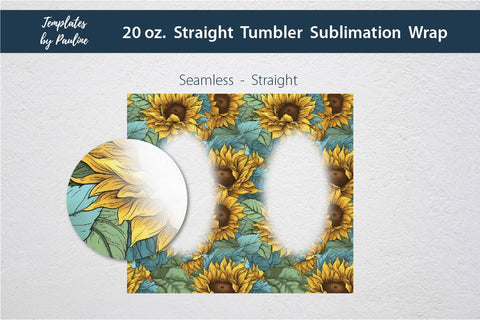 Seamless Sunflower Oval Photo Tumbler Wrap for Sublimation Sublimation Templates by Pauline 