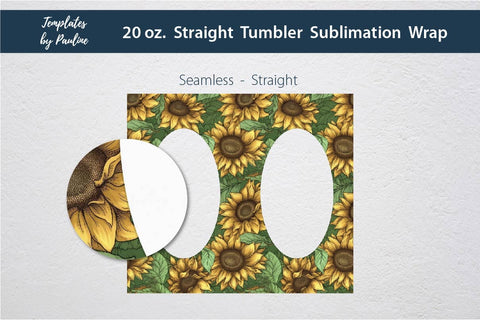 Seamless Sunflower Oval Skinny Photo Tumbler Wrap for Sublimation Sublimation Templates by Pauline 