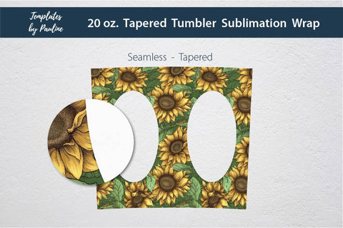 Seamless Sunflower Oval Skinny Photo Tumbler Wrap for Sublimation Sublimation Templates by Pauline 