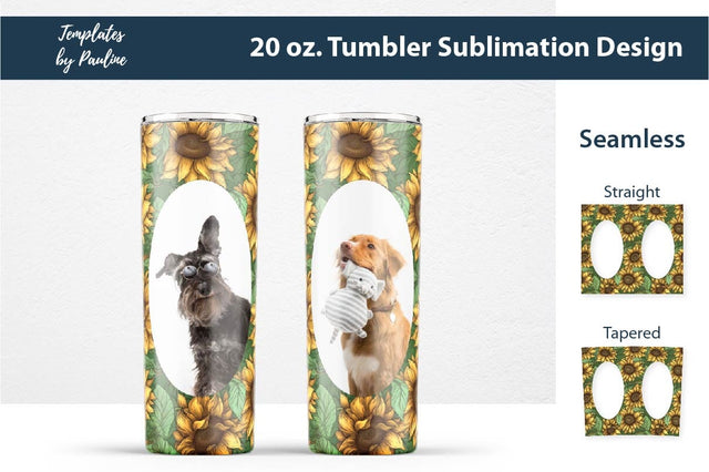 Seamless Sunflower Oval Skinny Photo Tumbler Wrap for Sublimation Sublimation Templates by Pauline 
