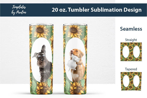 Seamless Sunflower Oval Skinny Photo Tumbler Wrap for Sublimation Sublimation Templates by Pauline 