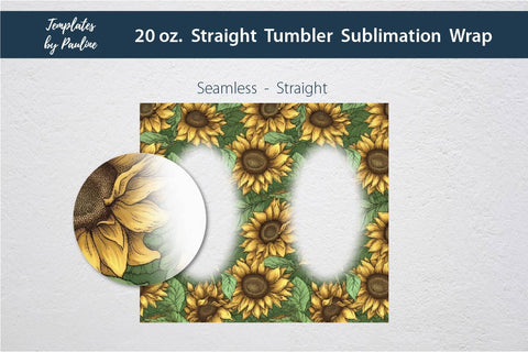 Seamless Sunflower Oval Skinny Photo Tumbler Wrap Sublimation Templates by Pauline 